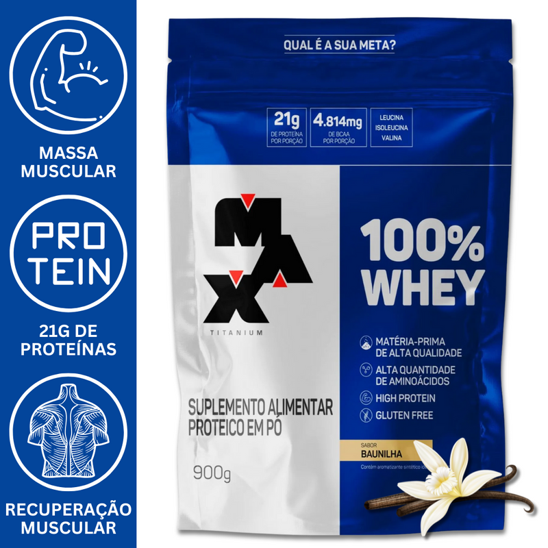 100% WHEY 900G REFIL - MAX TITANIUM