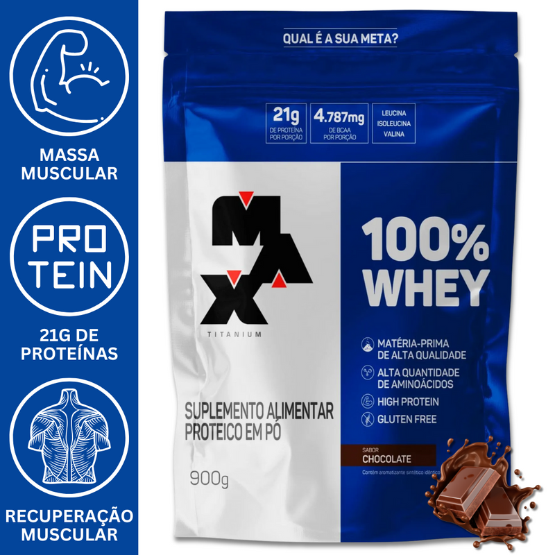 100% WHEY 900G REFIL - MAX TITANIUM