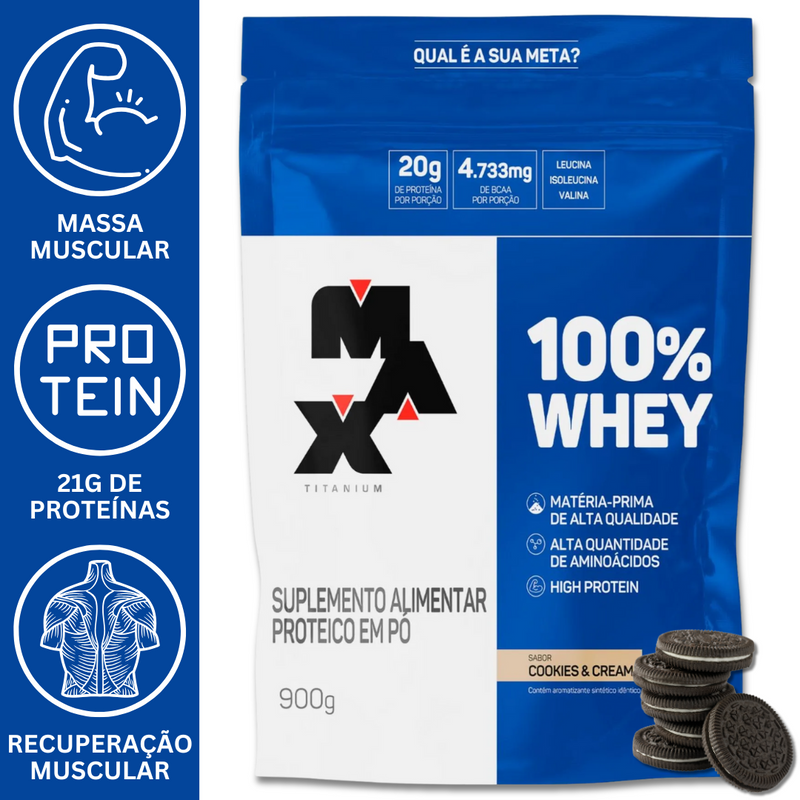 100% WHEY 900G REFIL - MAX TITANIUM