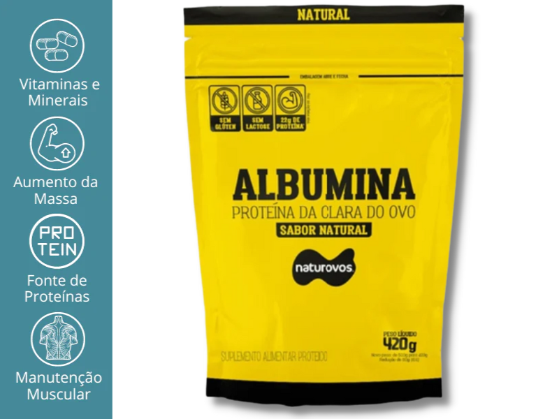 ALBUMINA 80% NATURAL 420G - NATUROVOS