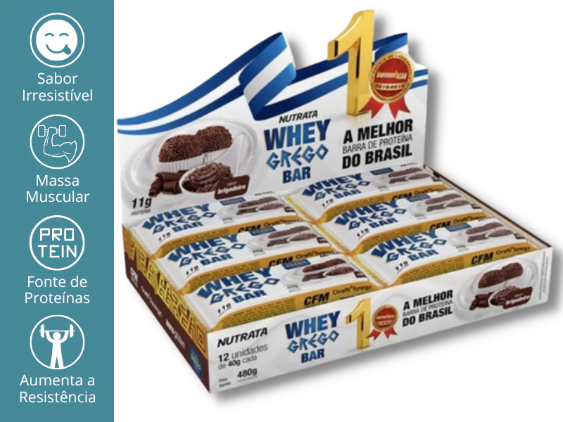 WHEY GREGO BAR 12UN 40G - NUTRATA