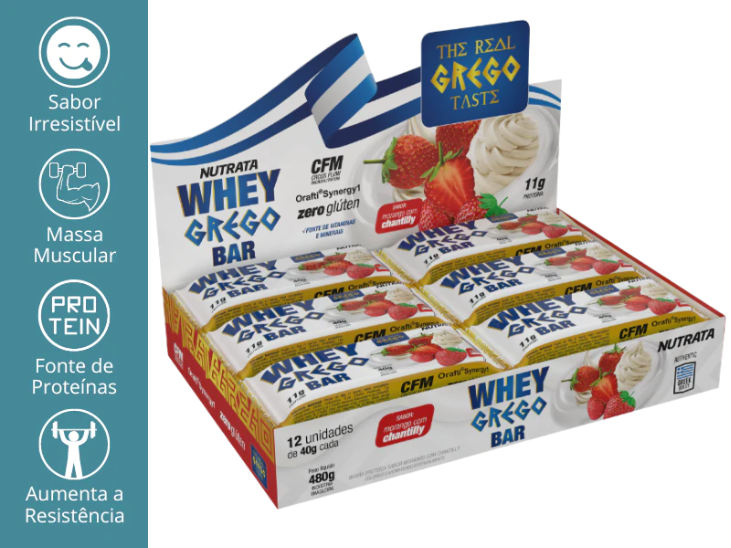 WHEY GREGO BAR 12UN 40G - NUTRATA