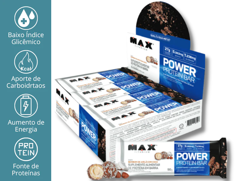 POWER PROTEIN BAR DARK 12UN 41G - MAX TITANIUM
