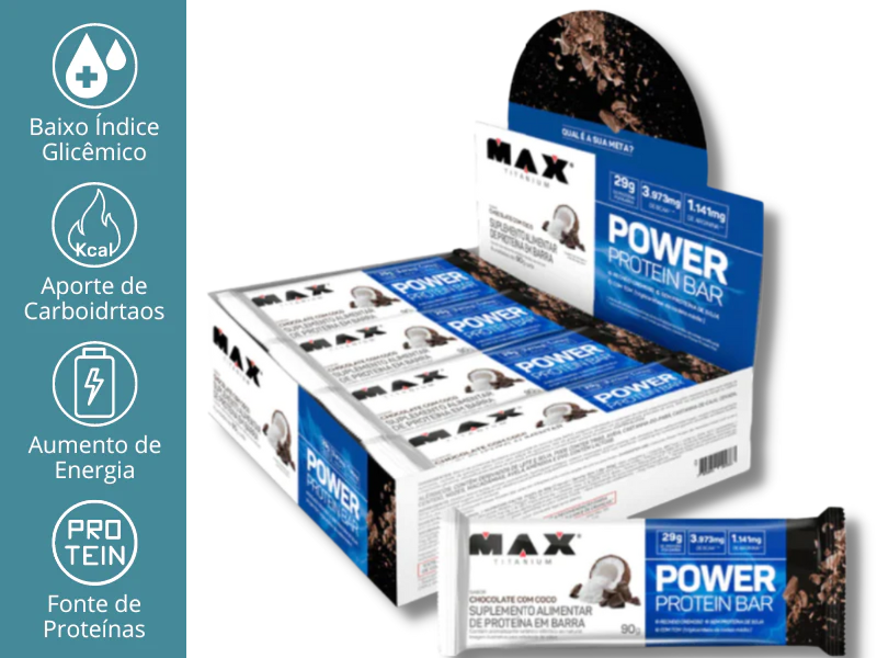 POWER PROTEIN BAR DARK 12UN 41G - MAX TITANIUM