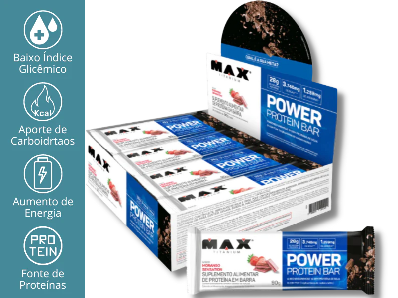 POWER PROTEIN BAR DARK 12UN 41G - MAX TITANIUM