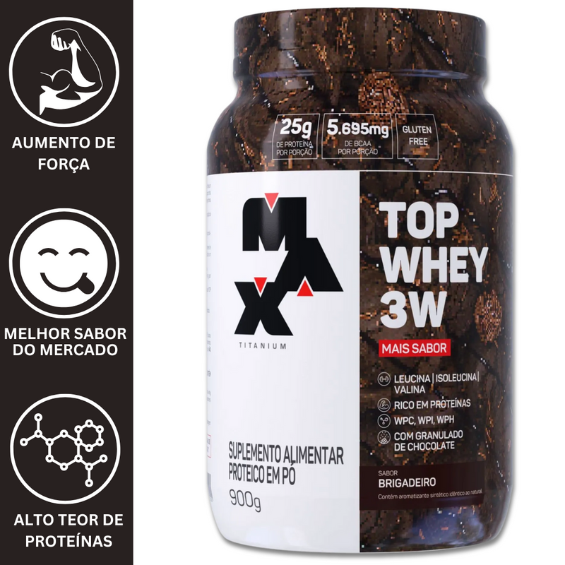 TOP WHEY 3W GOURMET 900G  - MAX TITANIUM