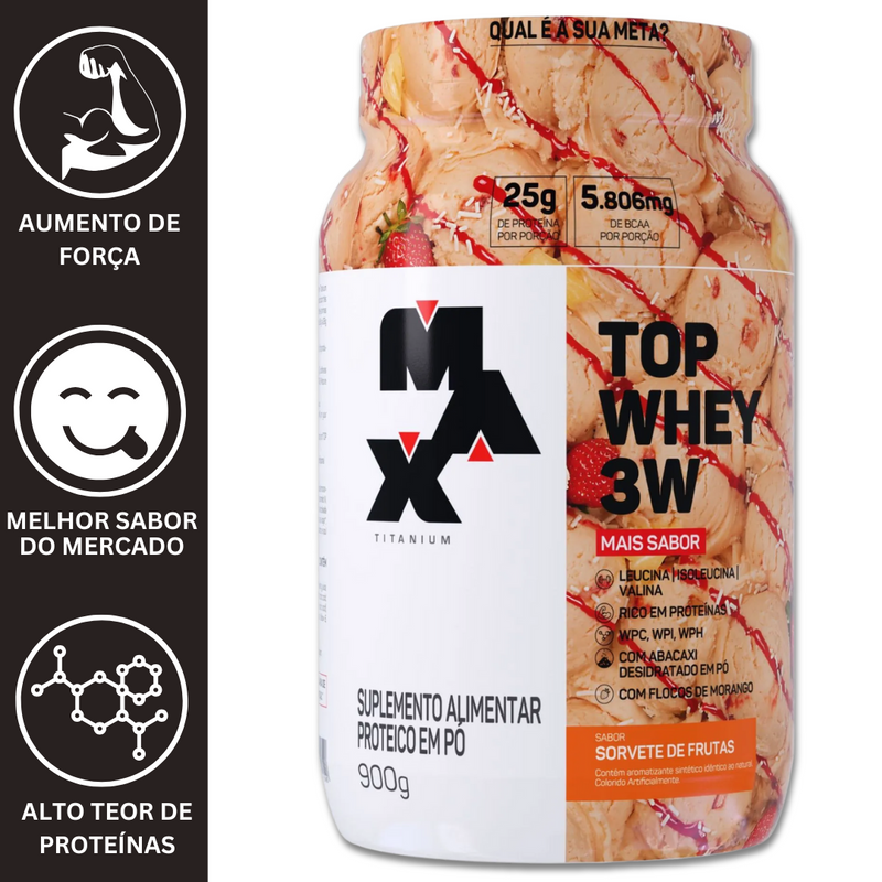 TOP WHEY 3W GOURMET 900G  - MAX TITANIUM