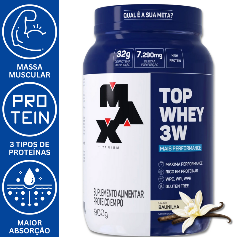 TOP WHEY 3W MAIS PERFORMANCE 900G -  MAX TITANIUM