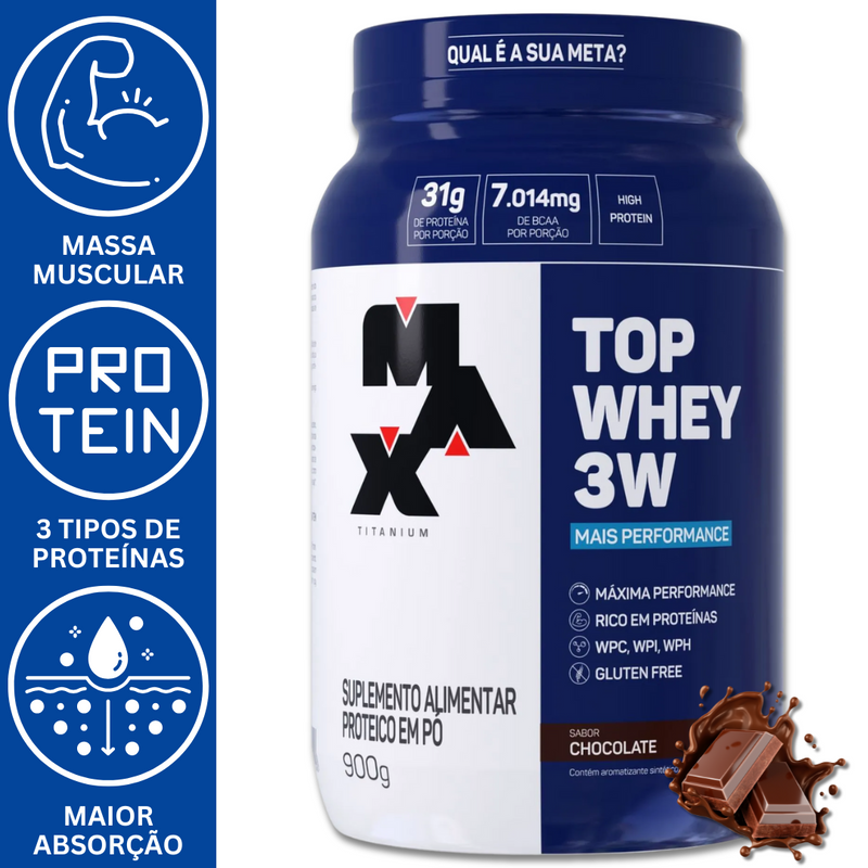 TOP WHEY 3W MAIS PERFORMANCE 900G -  MAX TITANIUM