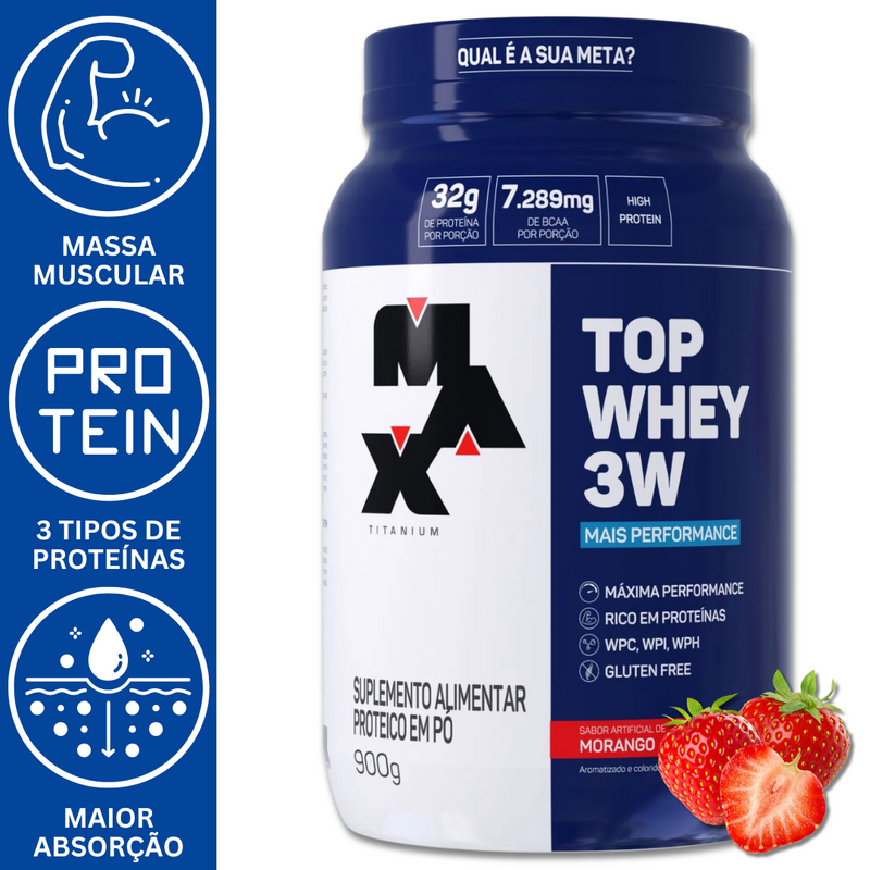 TOP WHEY 3W MAIS PERFORMANCE 900G -  MAX TITANIUM