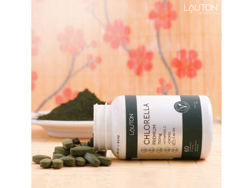 CHLORELLA PREMIUM 750MG 60CAPS - LAUTON - www.outletsuplementos.com.br