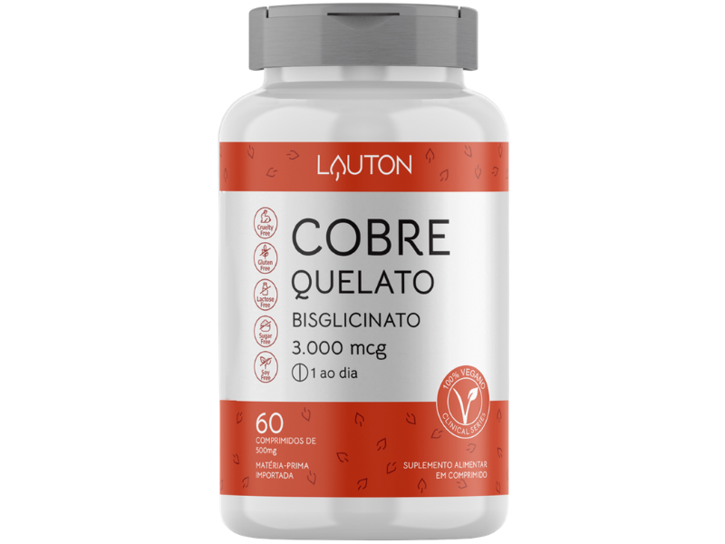 COBRE QUELATO BISGLICINATO 3.000MCG 60CAPS - LAUTON - www.outletsuplementos.com.br