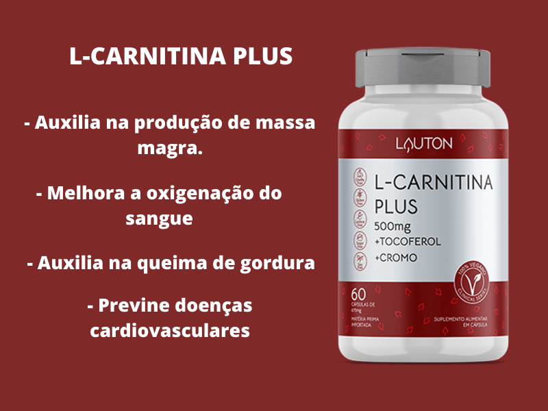 L-CARNITINA PLUS 500MG 60CAPS - LAUTON - www.outletsuplementos.com.br