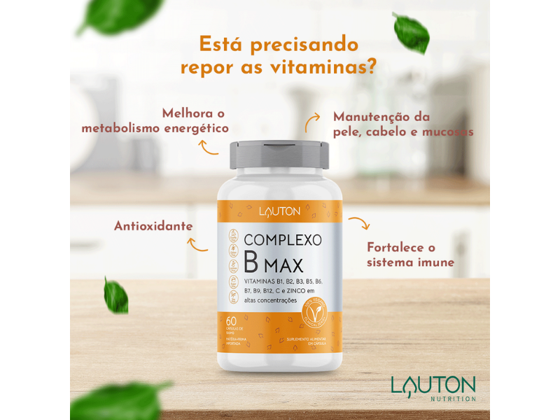 COMPLEXO B MAX 60CAPS  – LAUTON - www.outletsuplementos.com.br