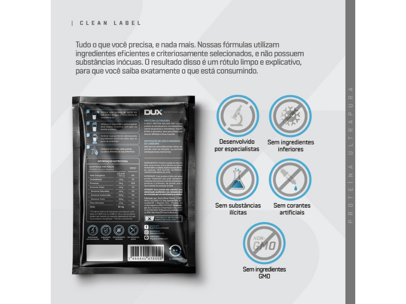 WHEY PROTEIN ISOLADO 10X30G SACHE - DUX NUTRITION