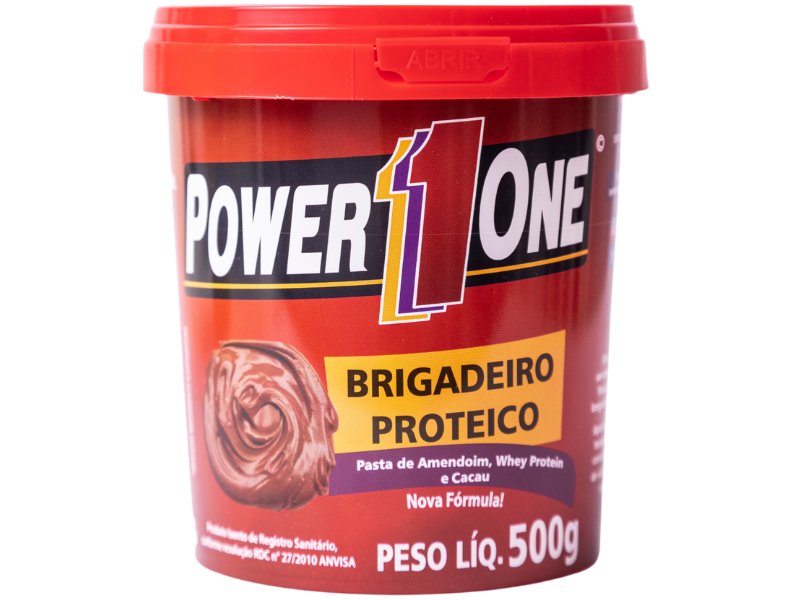 BRIGADEIRO PROTEICO PASTA DE AMENDOIM WHEY PROTEIN E CACAU 500G - POWER1ONE - www.outletsuplementos.com.br