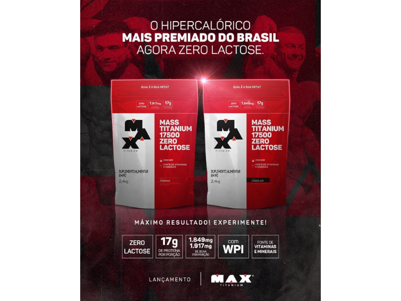 MASSA 17500 ZERO LACTOSE 2,4KG REFIL - MAX TITANIUM