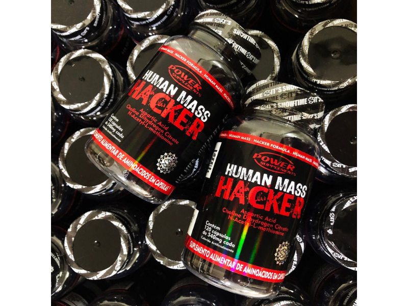 HUMAN MASS HACKER (ÁCIDO ASPÁRTICO) 650MG 100CAPS - POWER SUPPLEMENTS - www.outletsuplementos.com.br