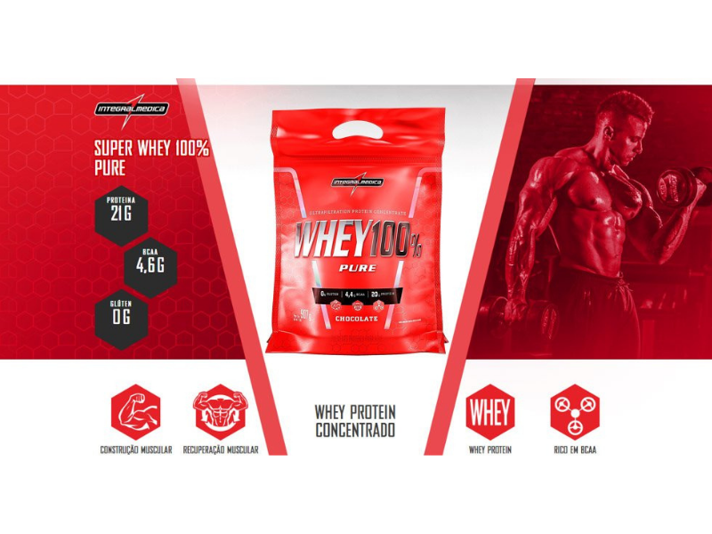 WHEY 100% PURE 1,8KG REFIL - INTEGRALMEDICA