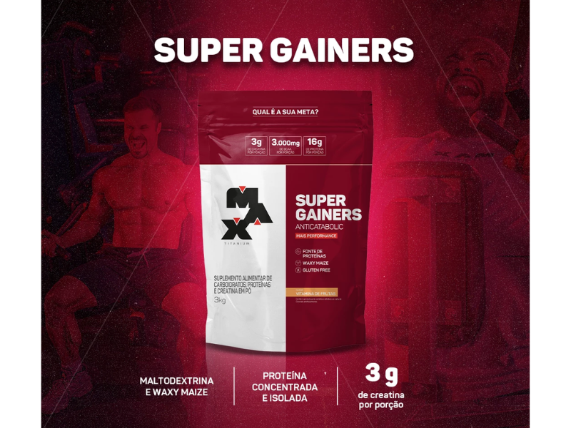 MASSA SUPER GAINERS 3KG REFIL - MAX TITANIUM