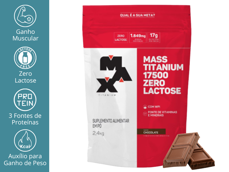 MASSA 17500 ZERO LACTOSE 2,4KG REFIL - MAX TITANIUM