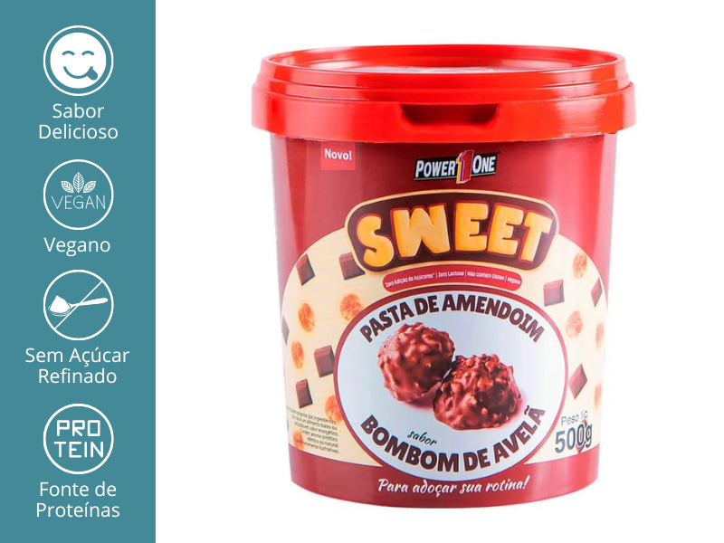 PASTA DE AMENDOIM SWEET 500G - POWER1ONE