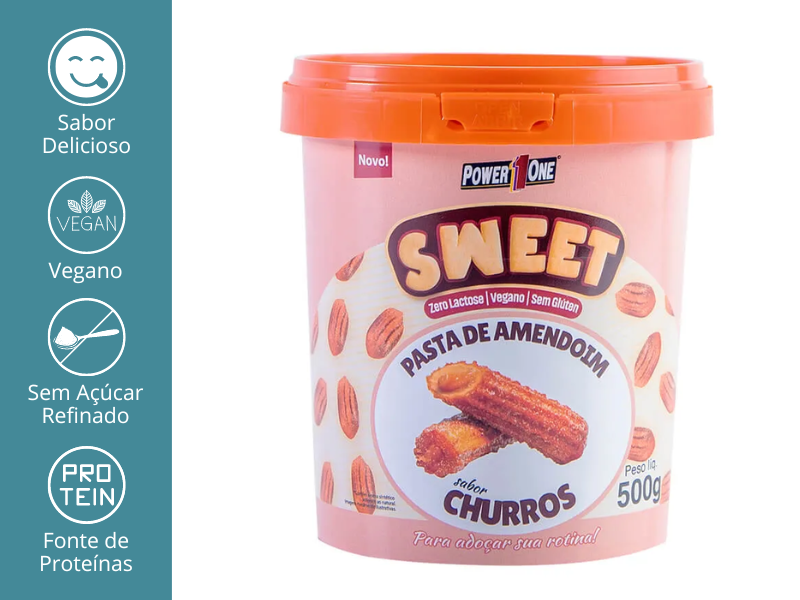 PASTA DE AMENDOIM SWEET 500G - POWER1ONE