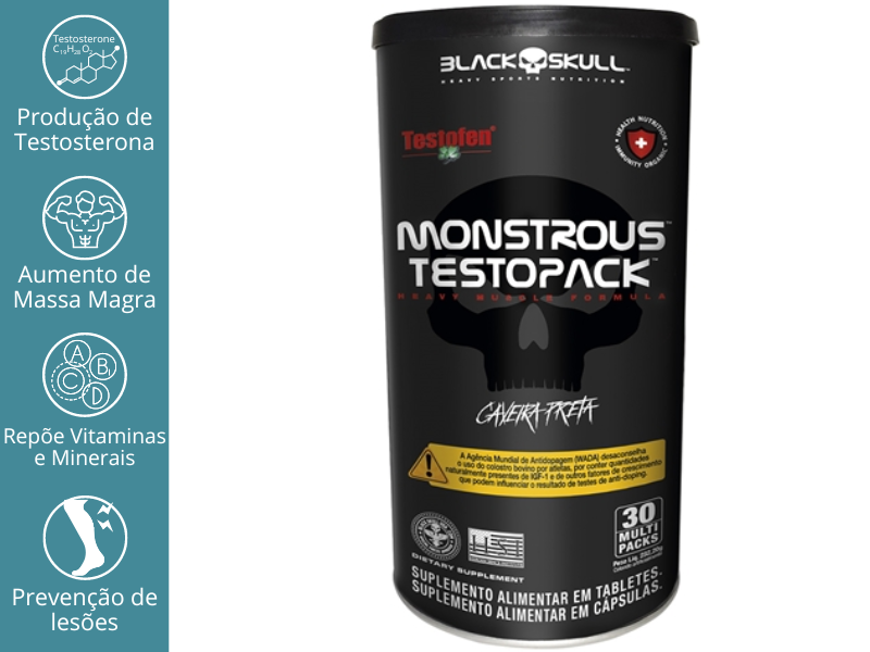 MONSTROUS TESTO PACK (30 PACKS) + GRÁTIS CAMISETA - BLACK SKULL