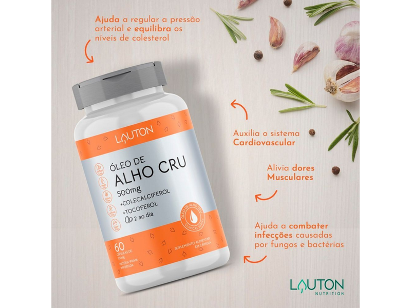 OLEO DE ALHO CRU 500MG 60CAPS - LAUTON