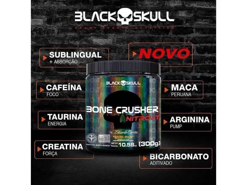 BONE CRUSHER 300G - BLACK SCKULL - www.outletsuplementos.com.br