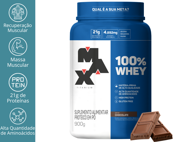 100% WHEY 900G POTE - MAX TITANIUM