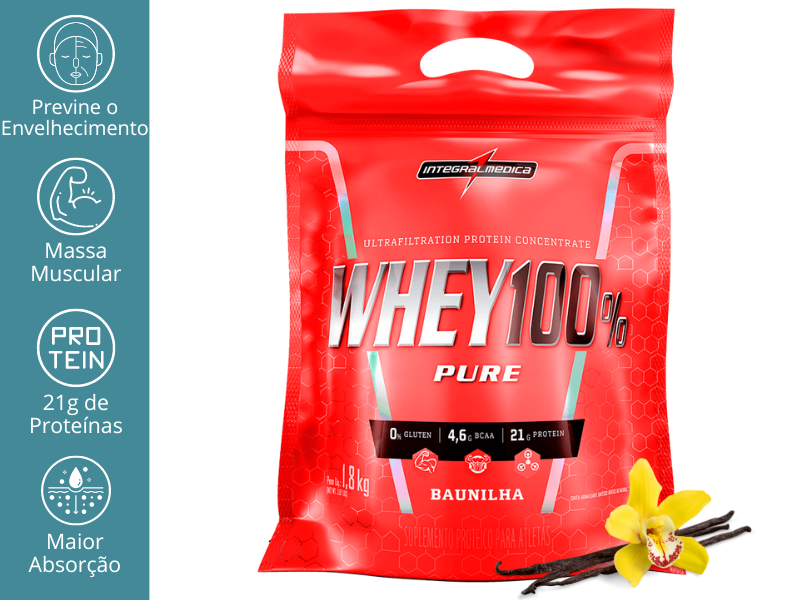 WHEY 100% PURE 1,8KG REFIL - INTEGRALMEDICA