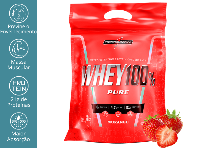 WHEY 100% PURE 1,8KG REFIL - INTEGRALMEDICA
