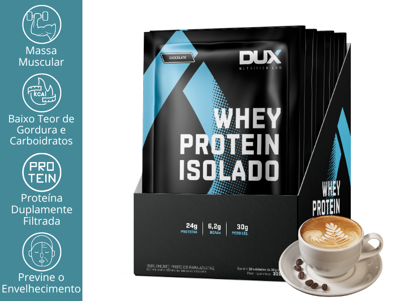 WHEY PROTEIN ISOLADO 10X30G SACHE - DUX NUTRITION